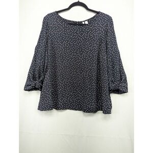 LC Lauren‎ Conrad Women's XL Navy Blue Butterfly Print 3/4 Sleeve Blouse
